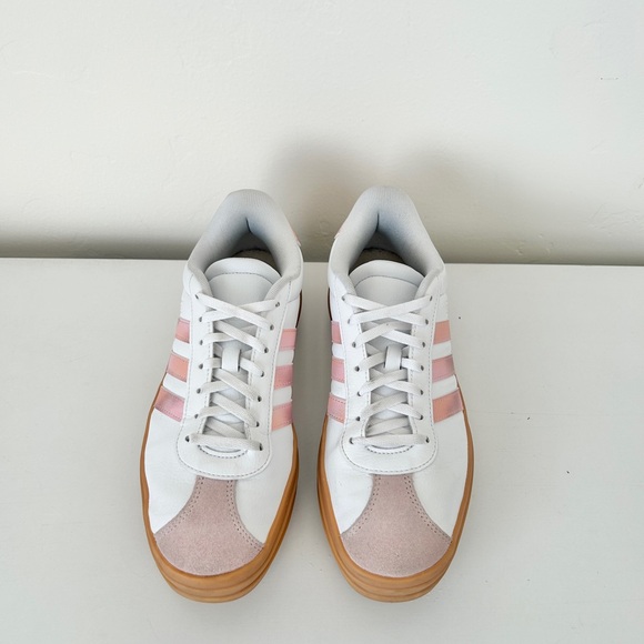 Adidas Women's White and Pink Platform Sneakers - Picture 6 of 9